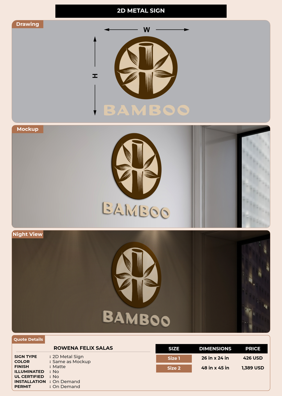 CUSTOM MOCKUP SIGN FOR Rowena Felix Salas