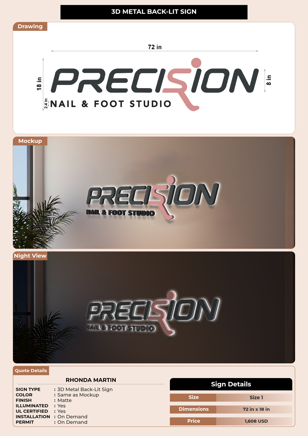 CUSTOM MOCKUP SIGN FOR Rhonda martin