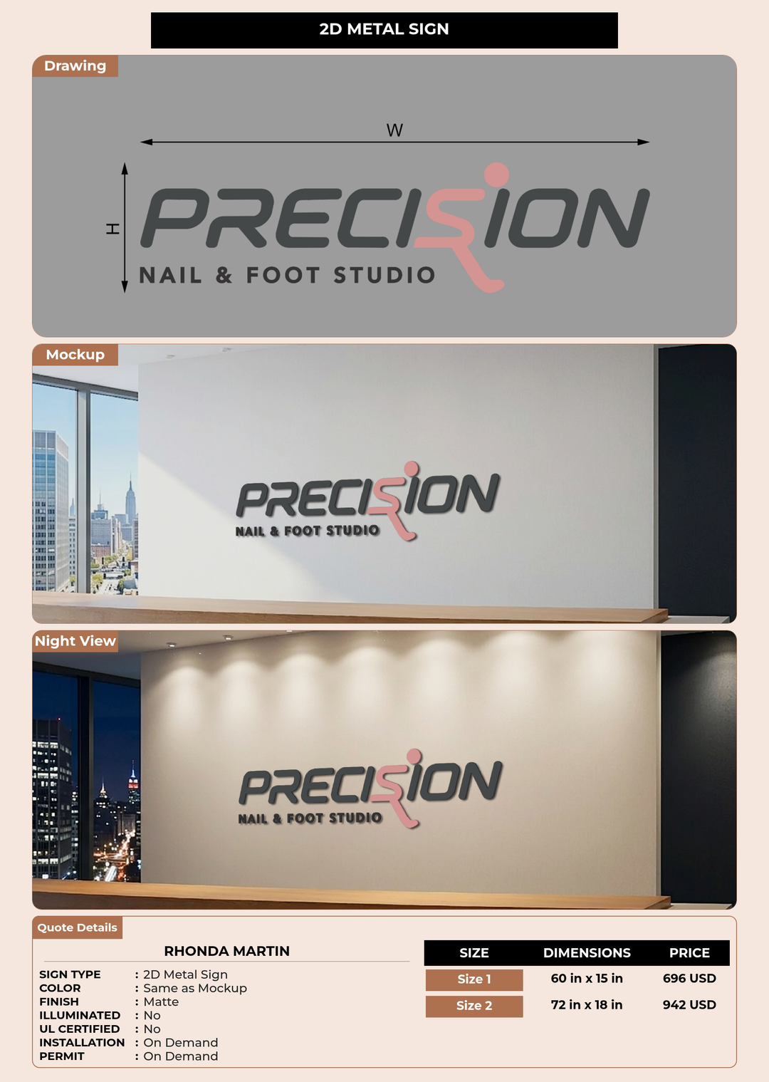 CUSTOM MOCKUP SIGN FOR Rhonda martin
