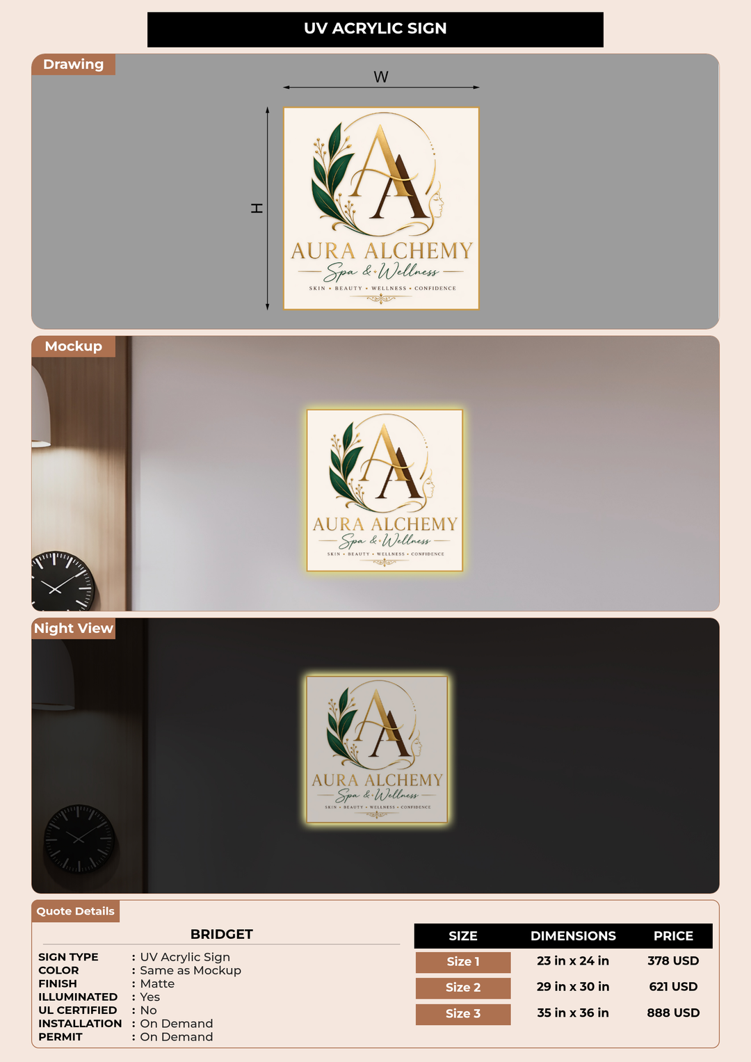 CUSTOM MOCKUP SIGN FOR Bridget