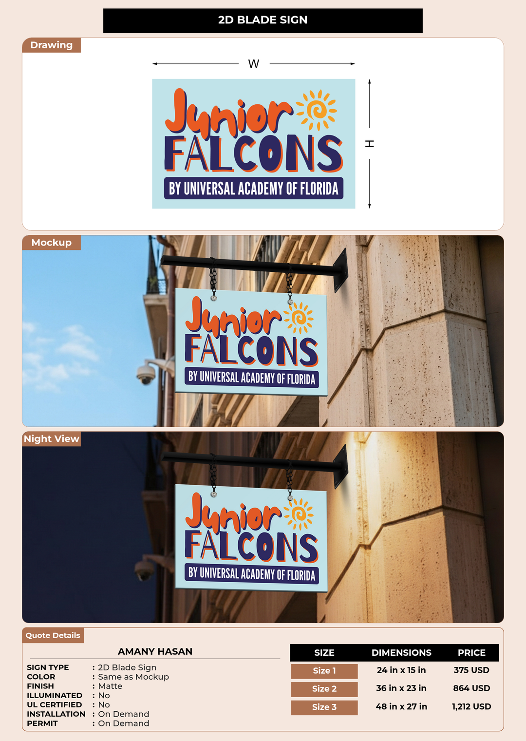 CUSTOM MOCKUP SIGN FOR Amany Hasan