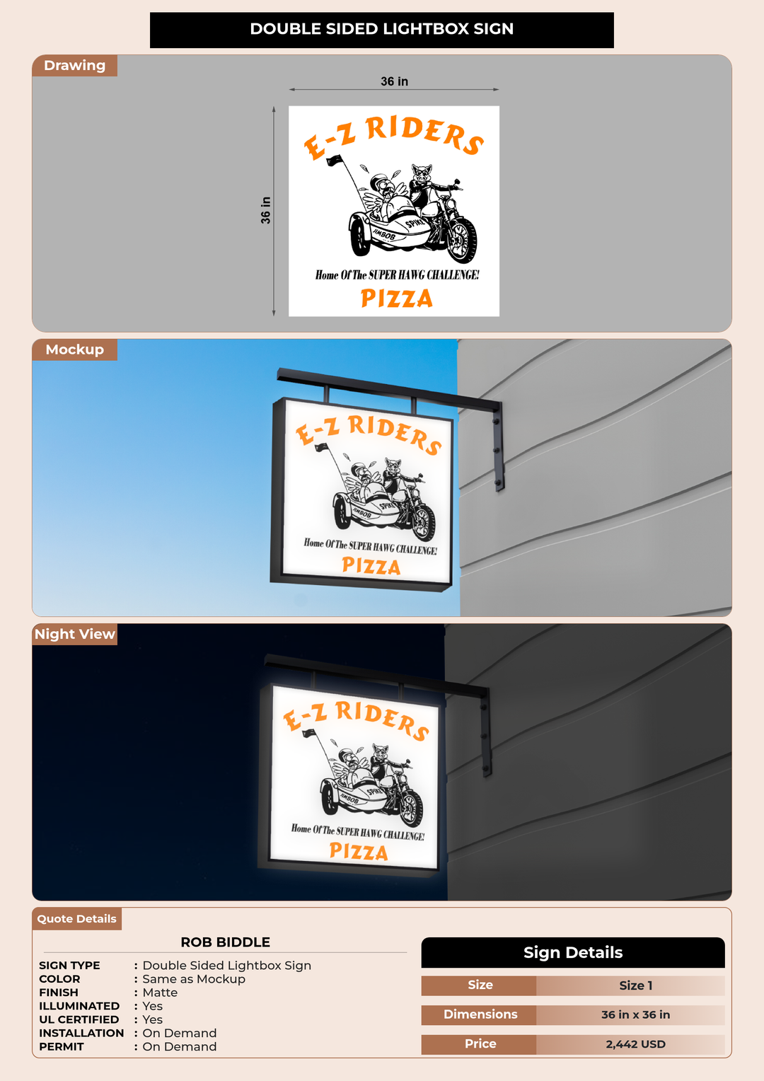 CUSTOM MOCKUP SIGN FOR Rob biddle