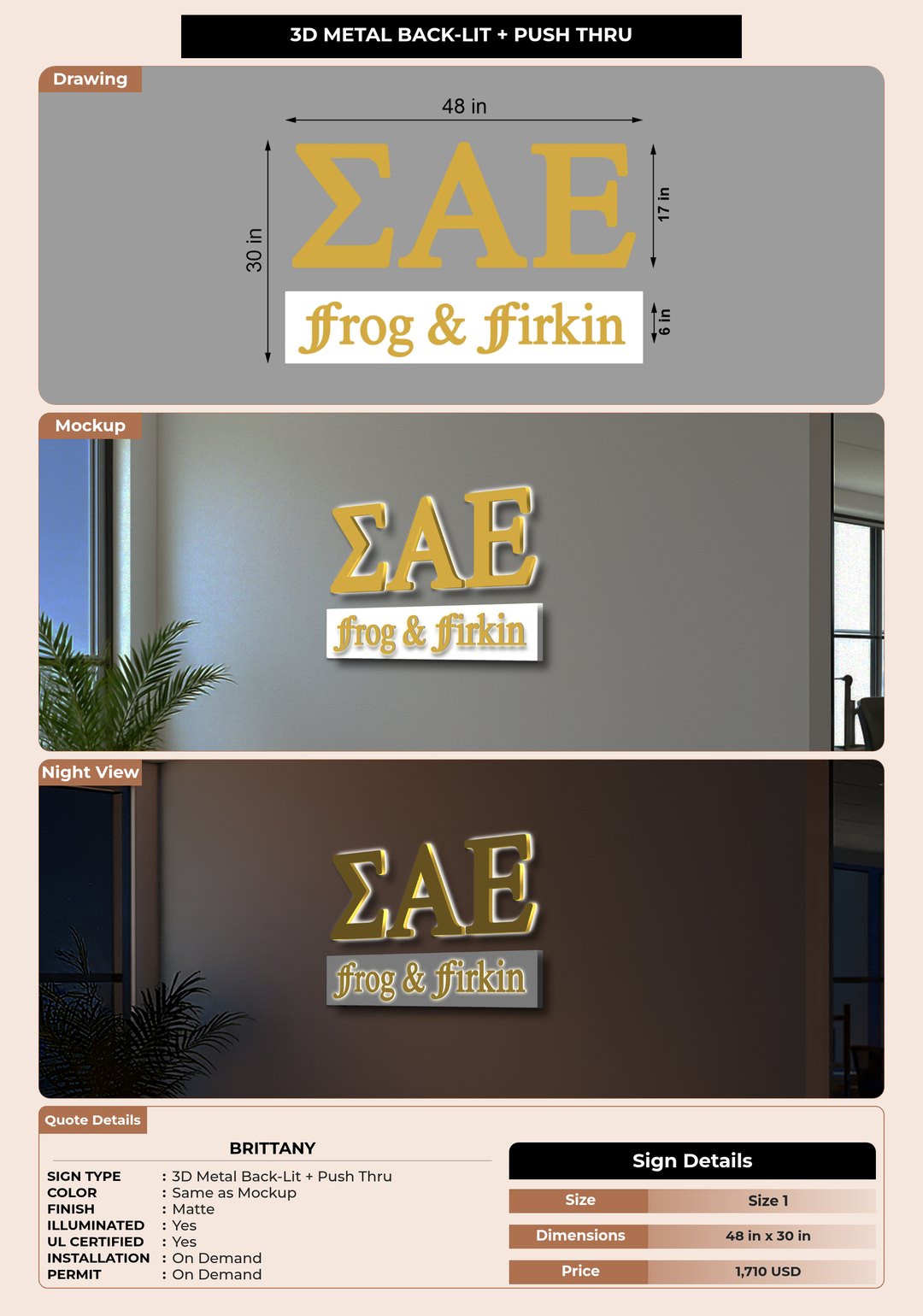 CUSTOM MOCKUP SIGN FOR Brittany