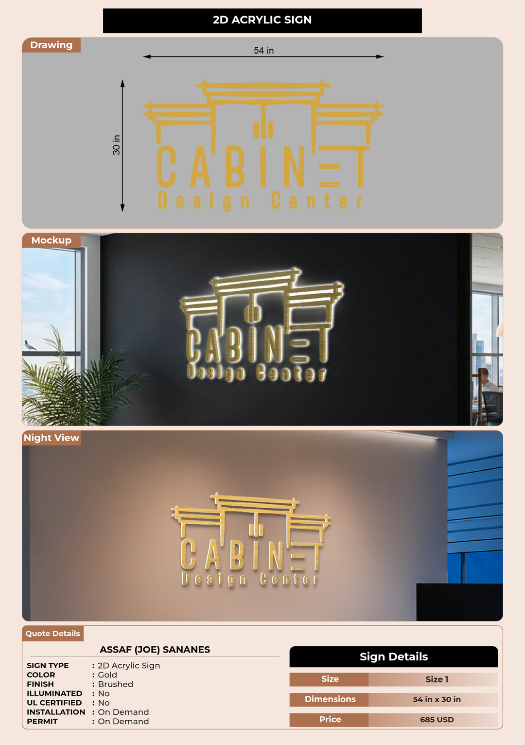 CUSTOM MOCKUP SIGN FOR Assaf (joe) Sananes