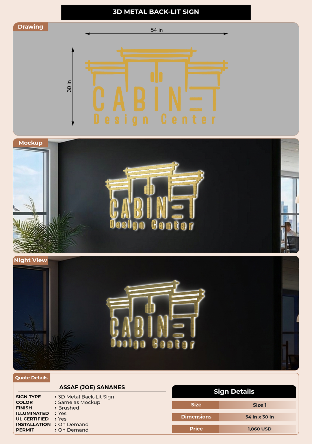 CUSTOM MOCKUP SIGN FOR Assaf (joe) Sananes