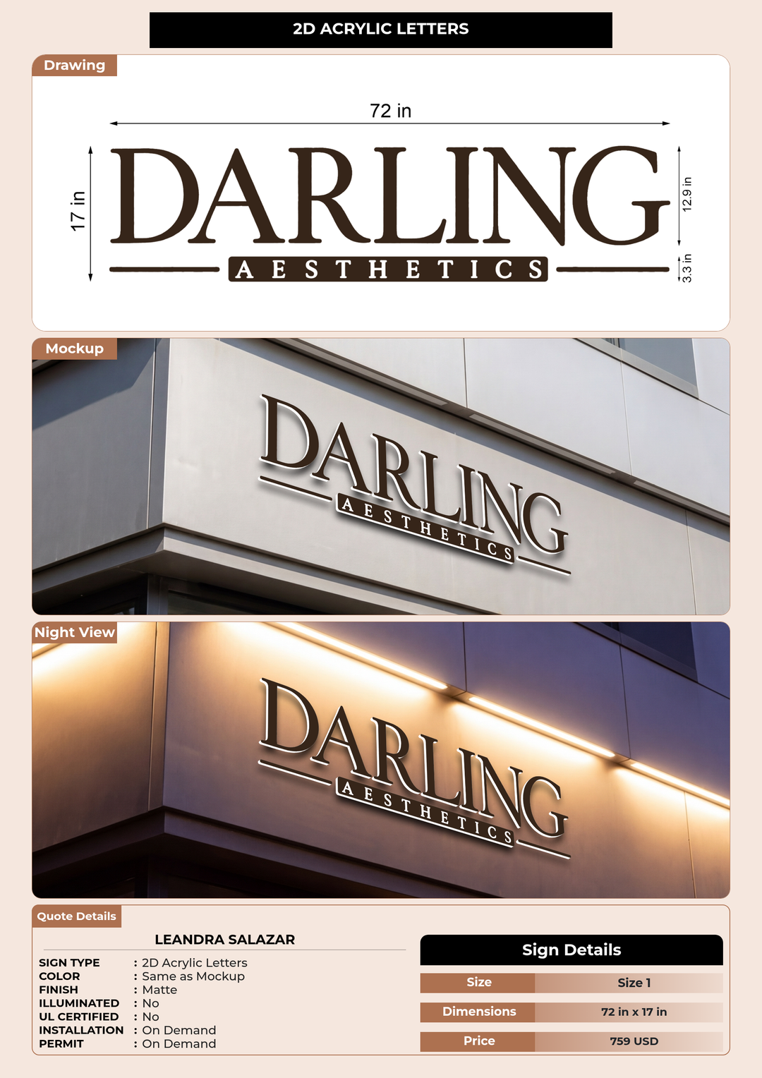 CUSTOM MOCKUP SIGN FOR Leandra Salazar