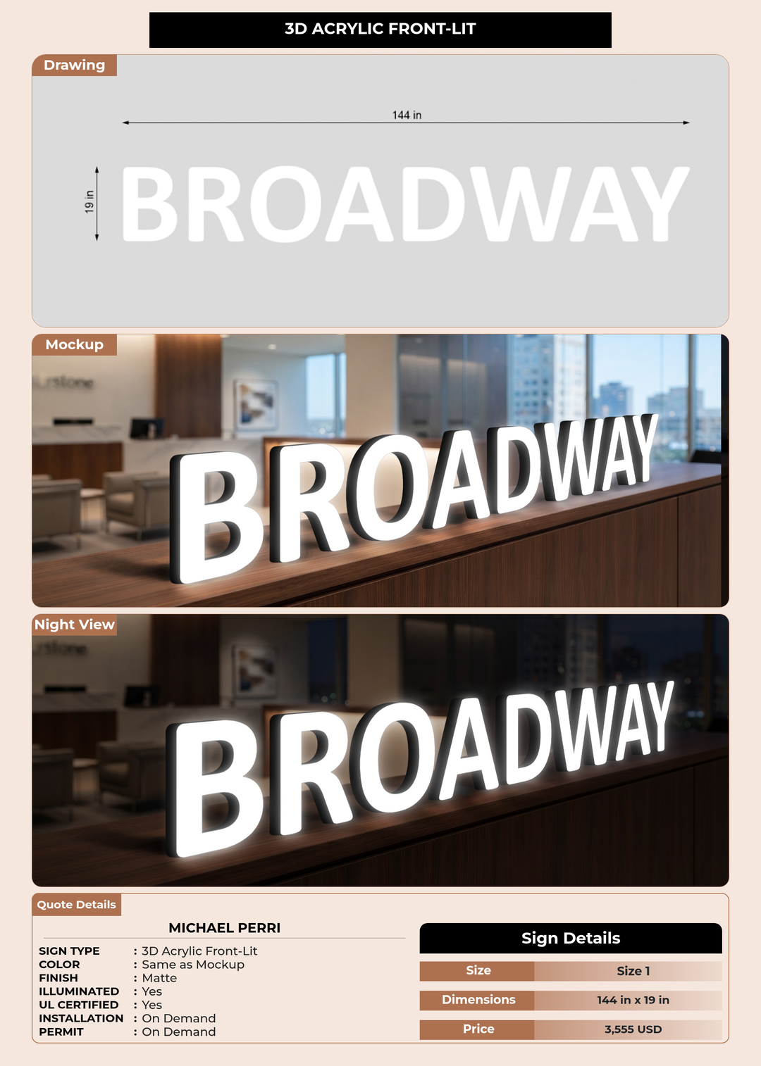 CUSTOM MOCKUP SIGN FOR Michael Perri