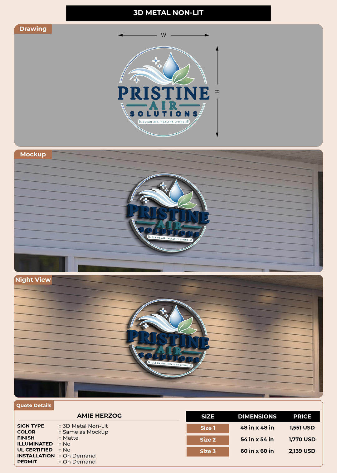 CUSTOM MOCKUP SIGN FOR Amie Herzog