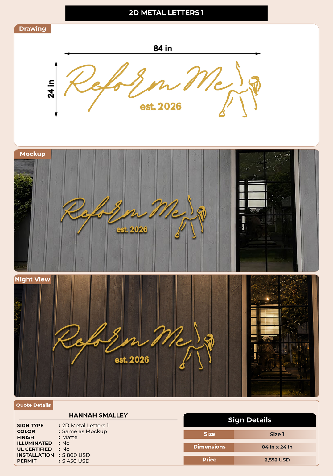 CUSTOM MOCKUP SIGN FOR Hannah Smalley