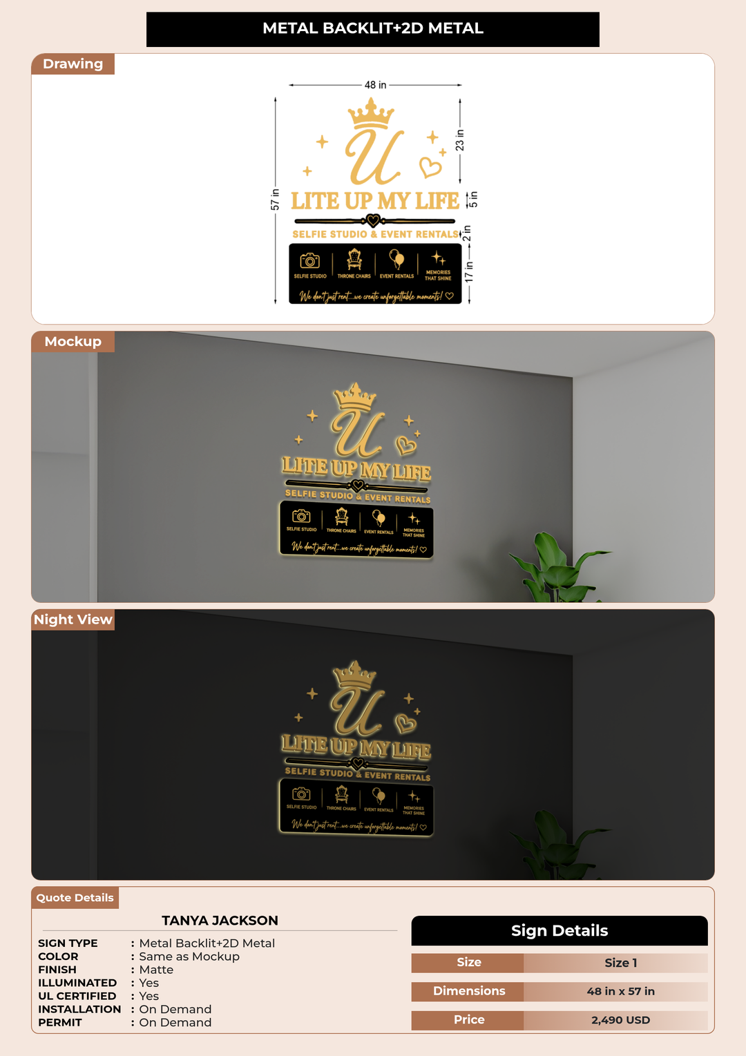 CUSTOM MOCKUP SIGN FOR Tanya Jackson