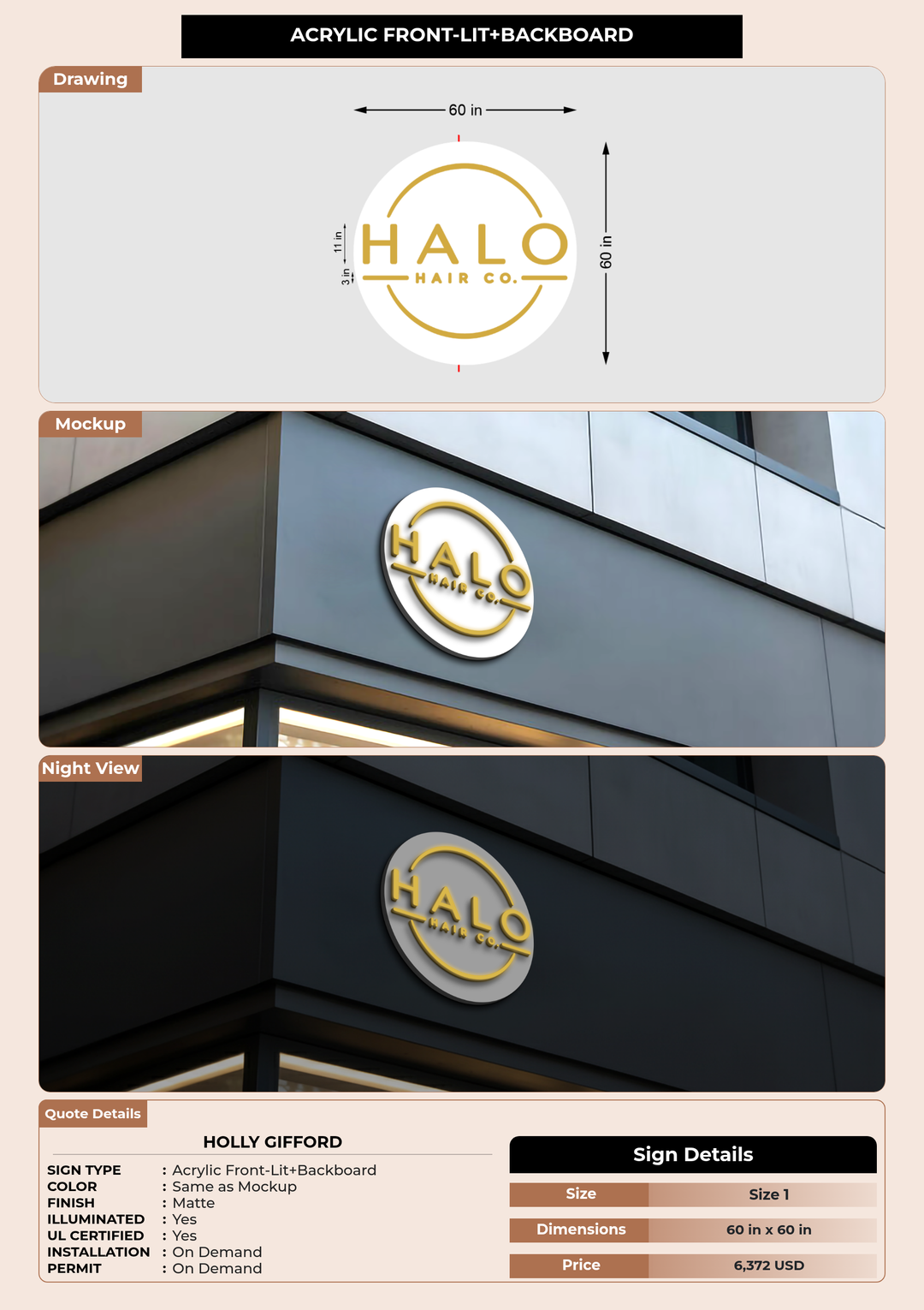 CUSTOM MOCKUP SIGN FOR Holly Gifford