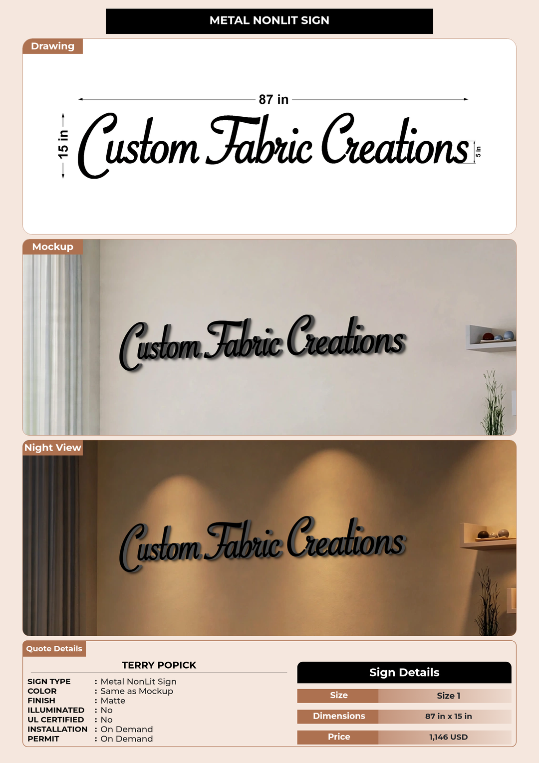 CUSTOM MOCKUP SIGN FOR Terry popick