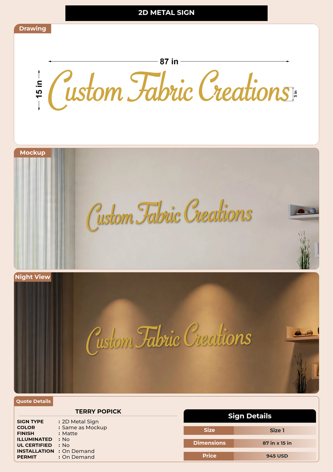 CUSTOM MOCKUP SIGN FOR Terry popick