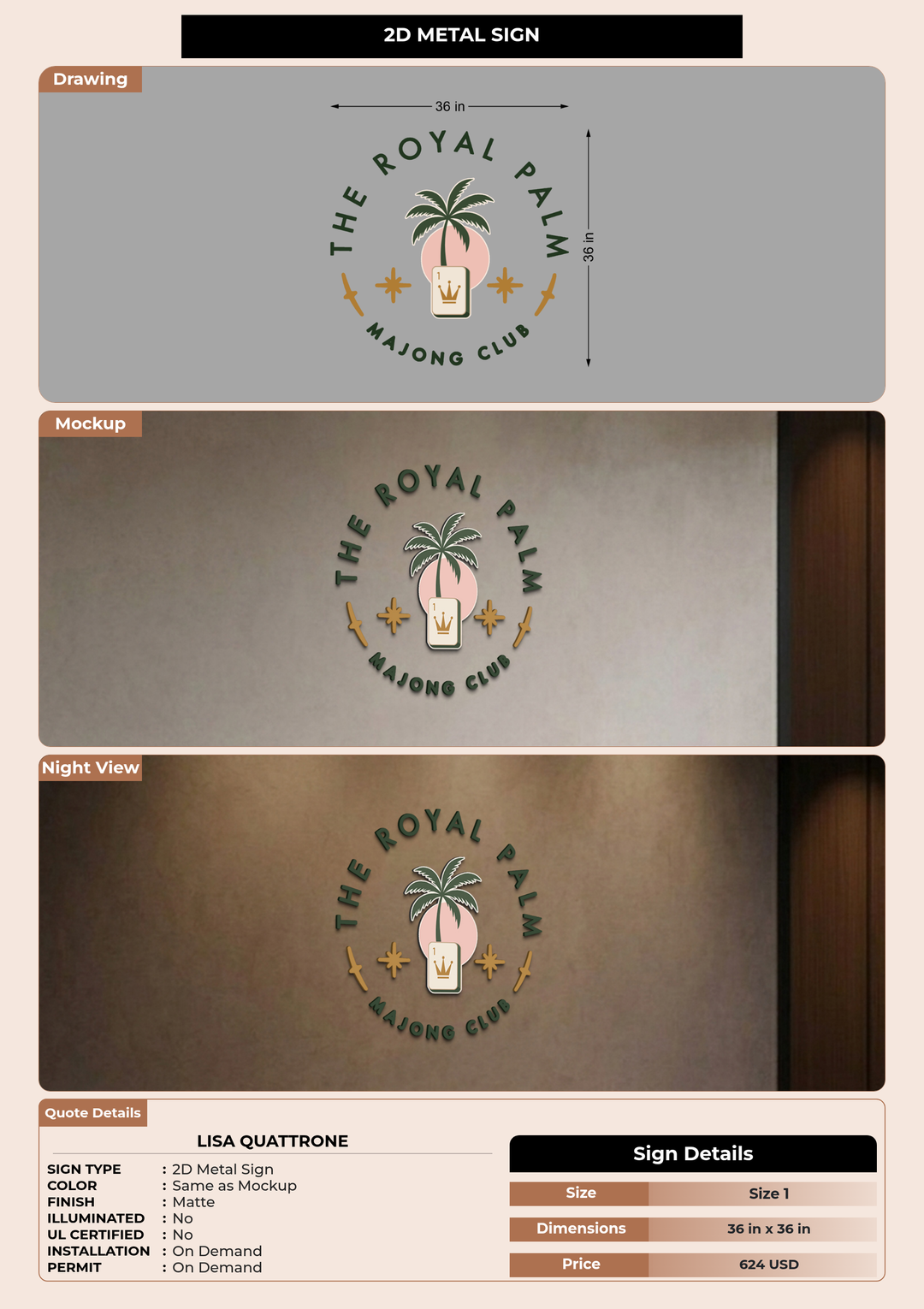 CUSTOM MOCKUP SIGN FOR Lisa Quattrone