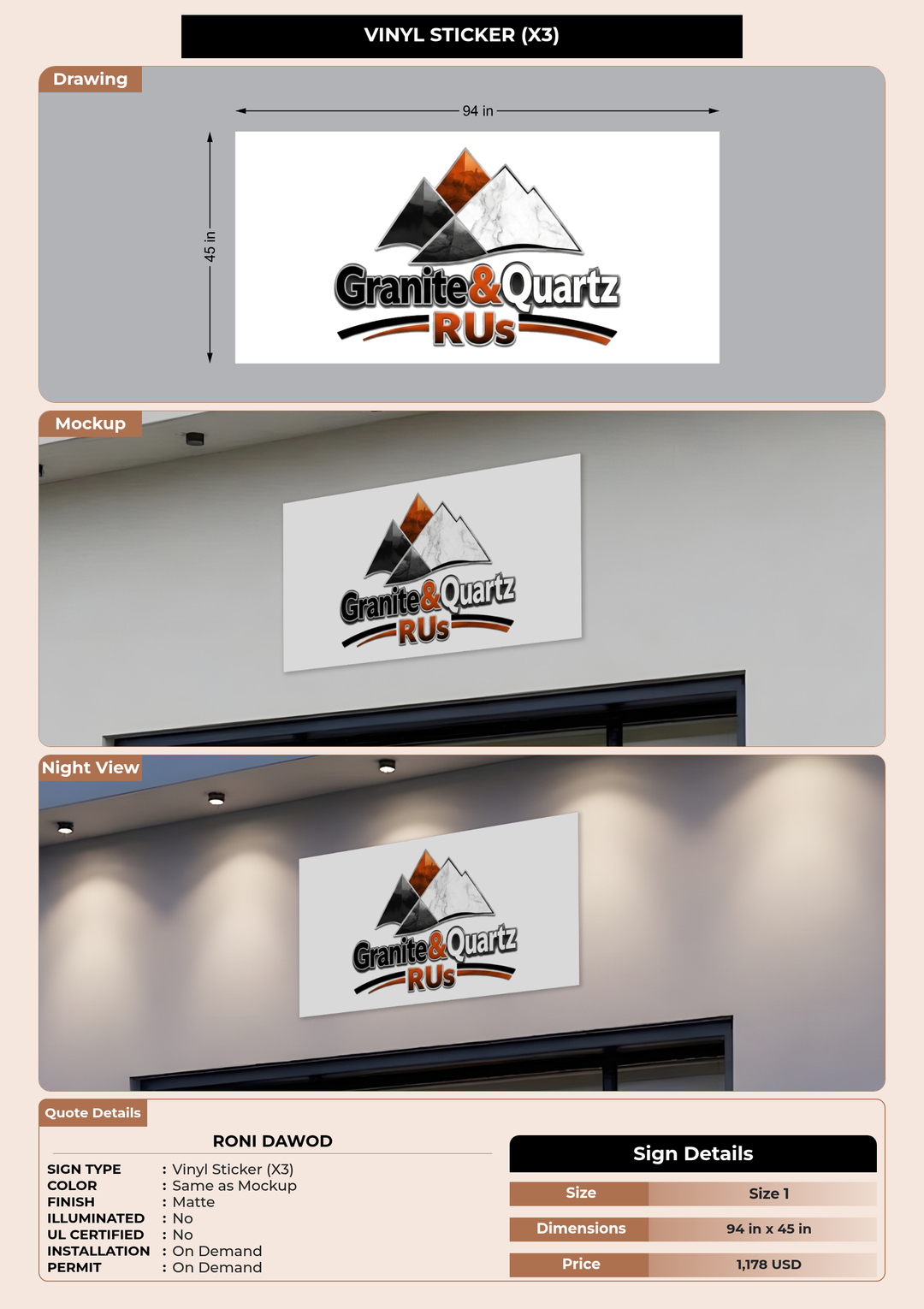 CUSTOM MOCKUP SIGN FOR Roni Dawod