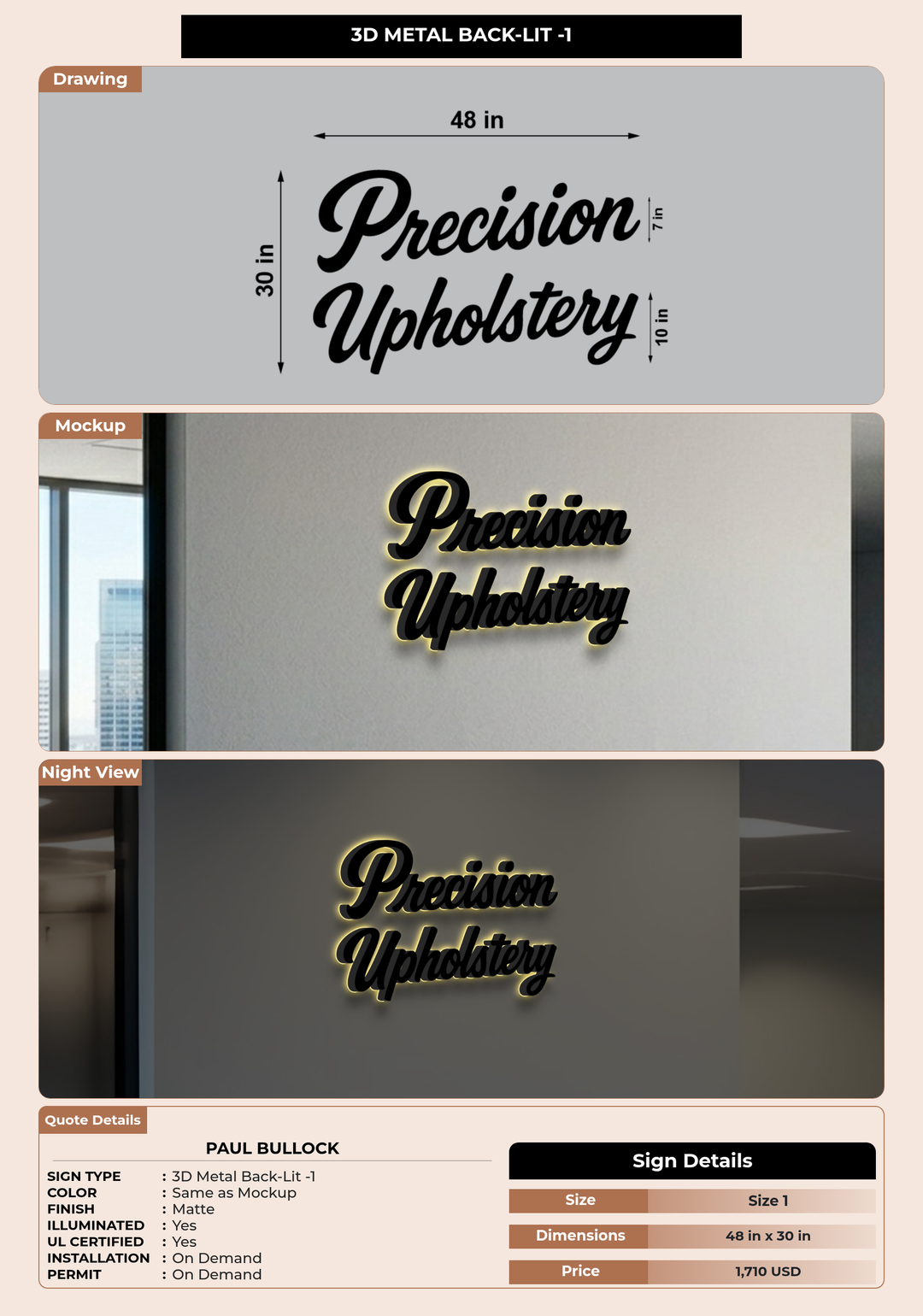 CUSTOM MOCKUP SIGN FOR Paul bullock