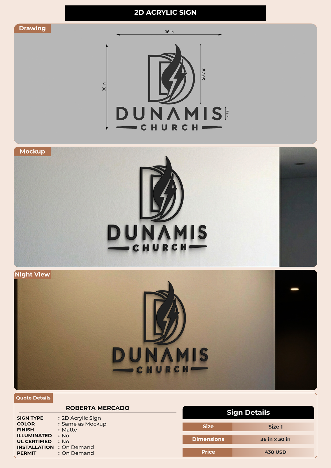 CUSTOM MOCKUP SIGN FOR Roberta Mercado