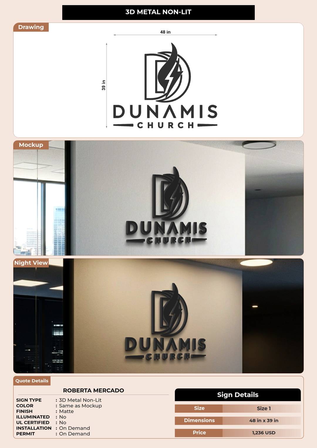 CUSTOM MOCKUP SIGN FOR Roberta Mercado
