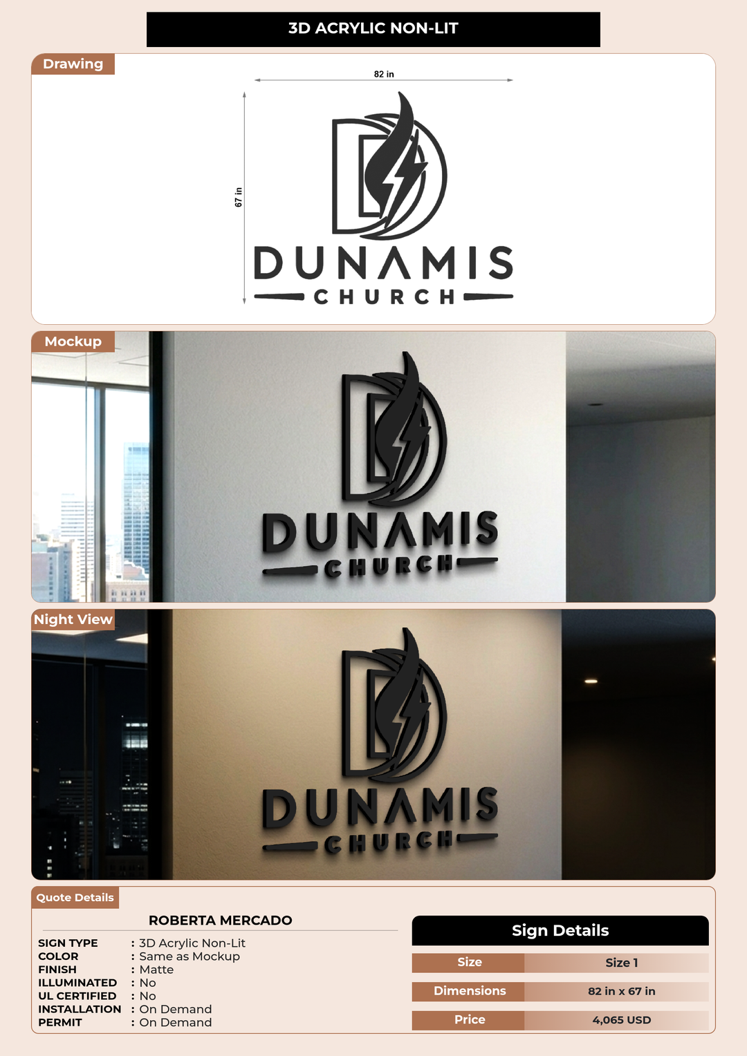 CUSTOM MOCKUP SIGN FOR Roberta Mercado