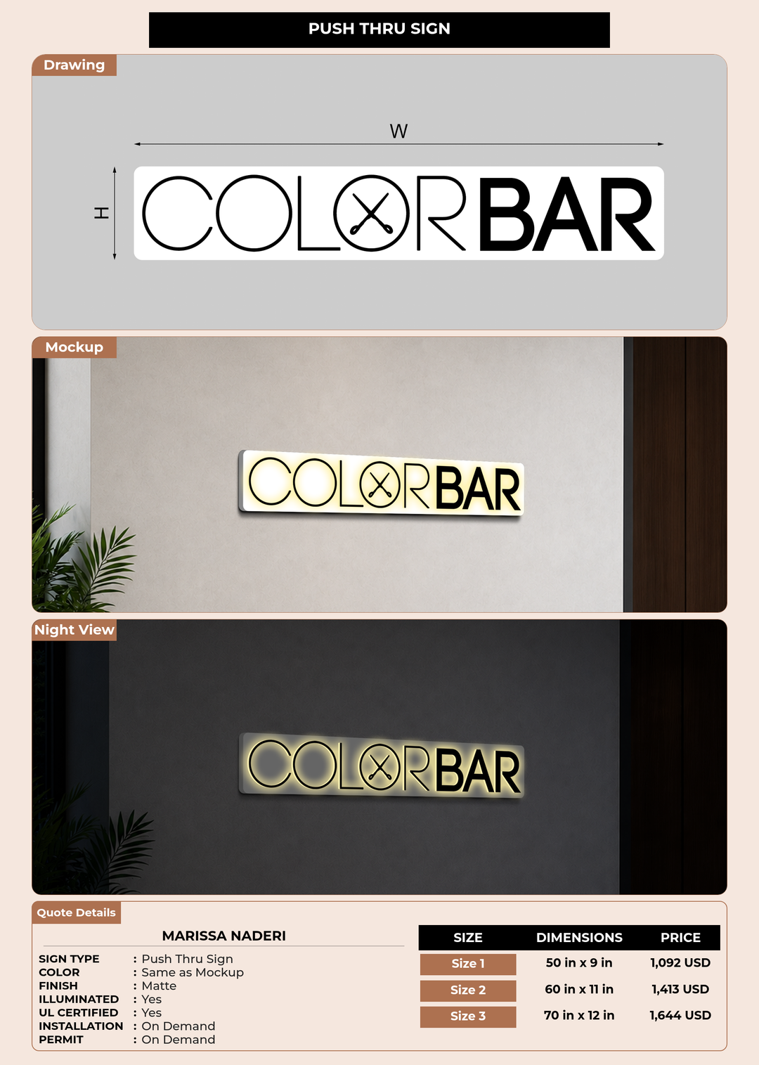 CUSTOM MOCKUP SIGN FOR Marissa naderi