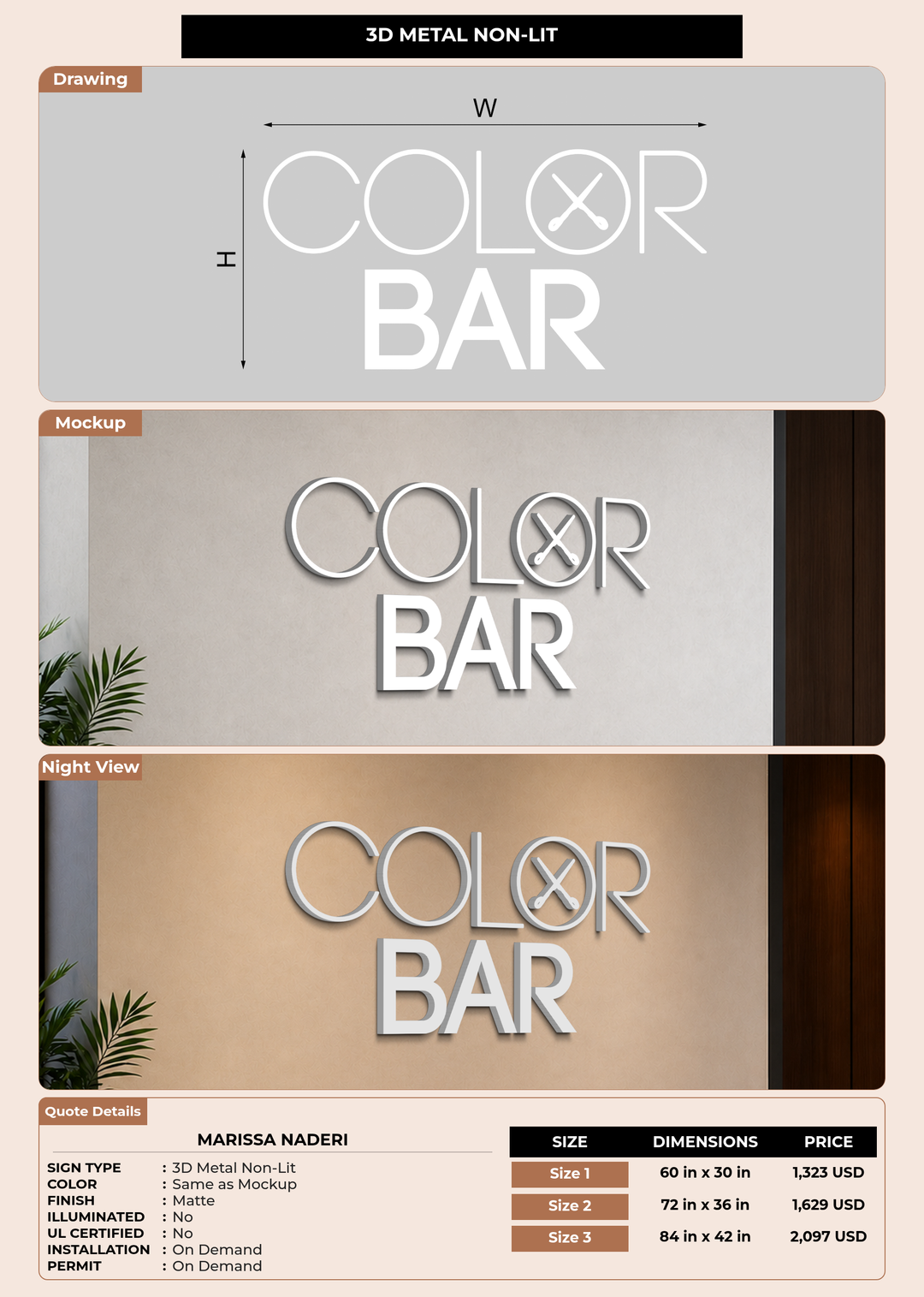 CUSTOM MOCKUP SIGN FOR Marissa naderi