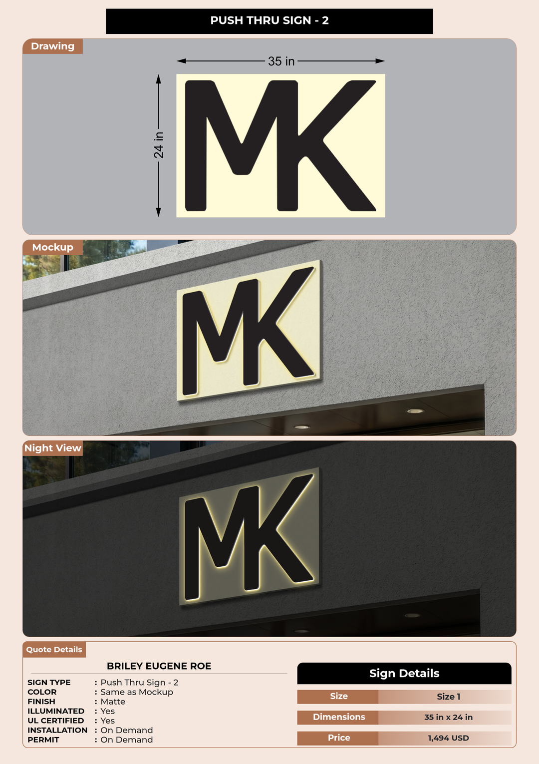 CUSTOM MOCKUP SIGN FOR Briley Eugene Roe