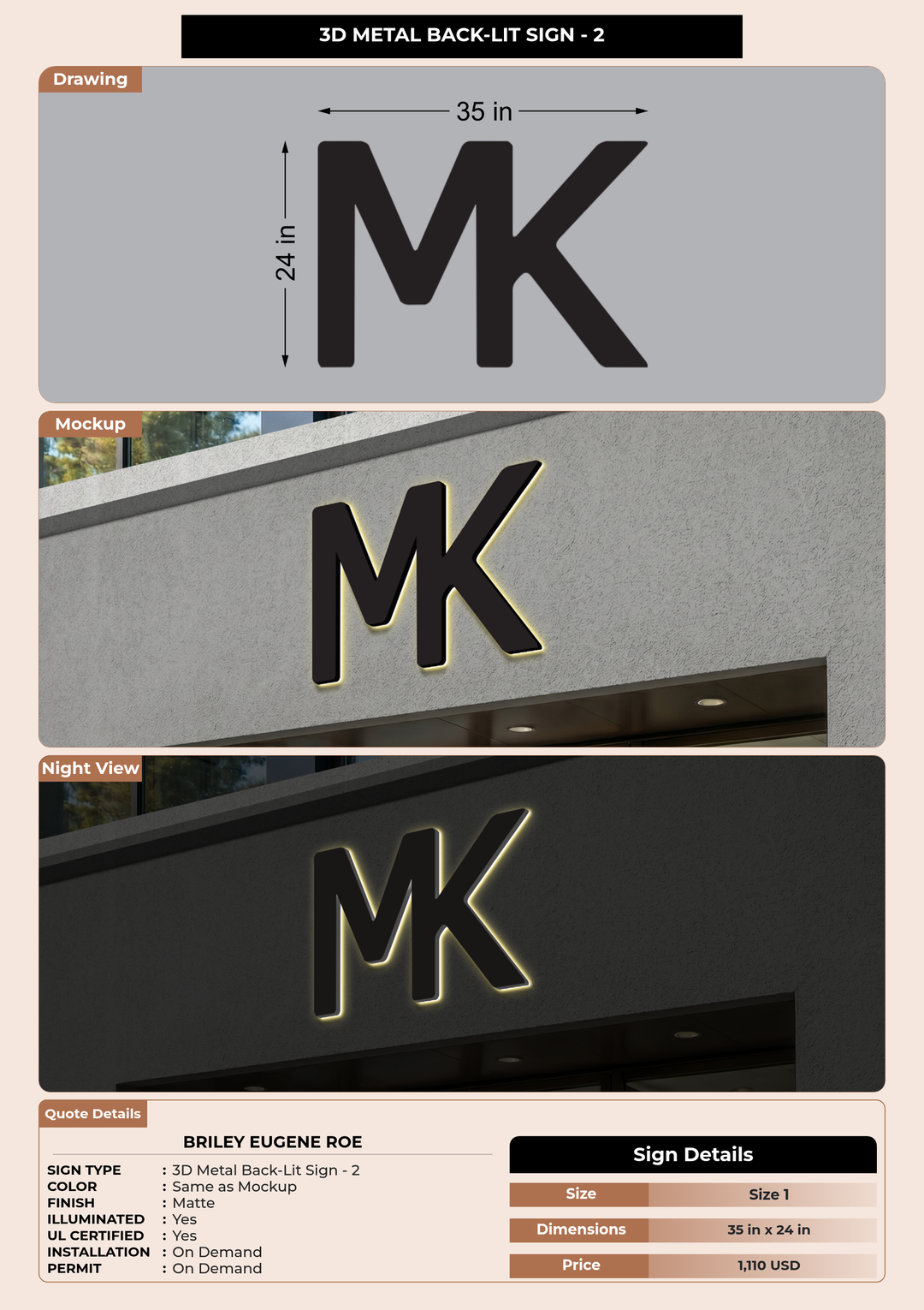 CUSTOM MOCKUP SIGN FOR Briley Eugene Roe