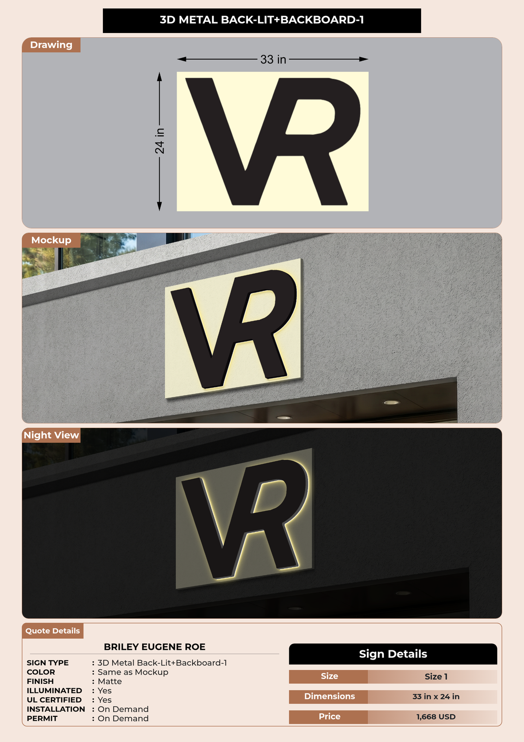 CUSTOM MOCKUP SIGN FOR Briley Eugene Roe