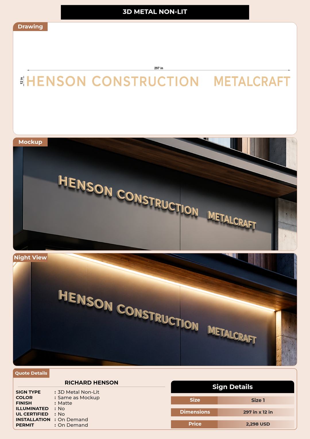 CUSTOM MOCKUP SIGN FOR Richard Henson