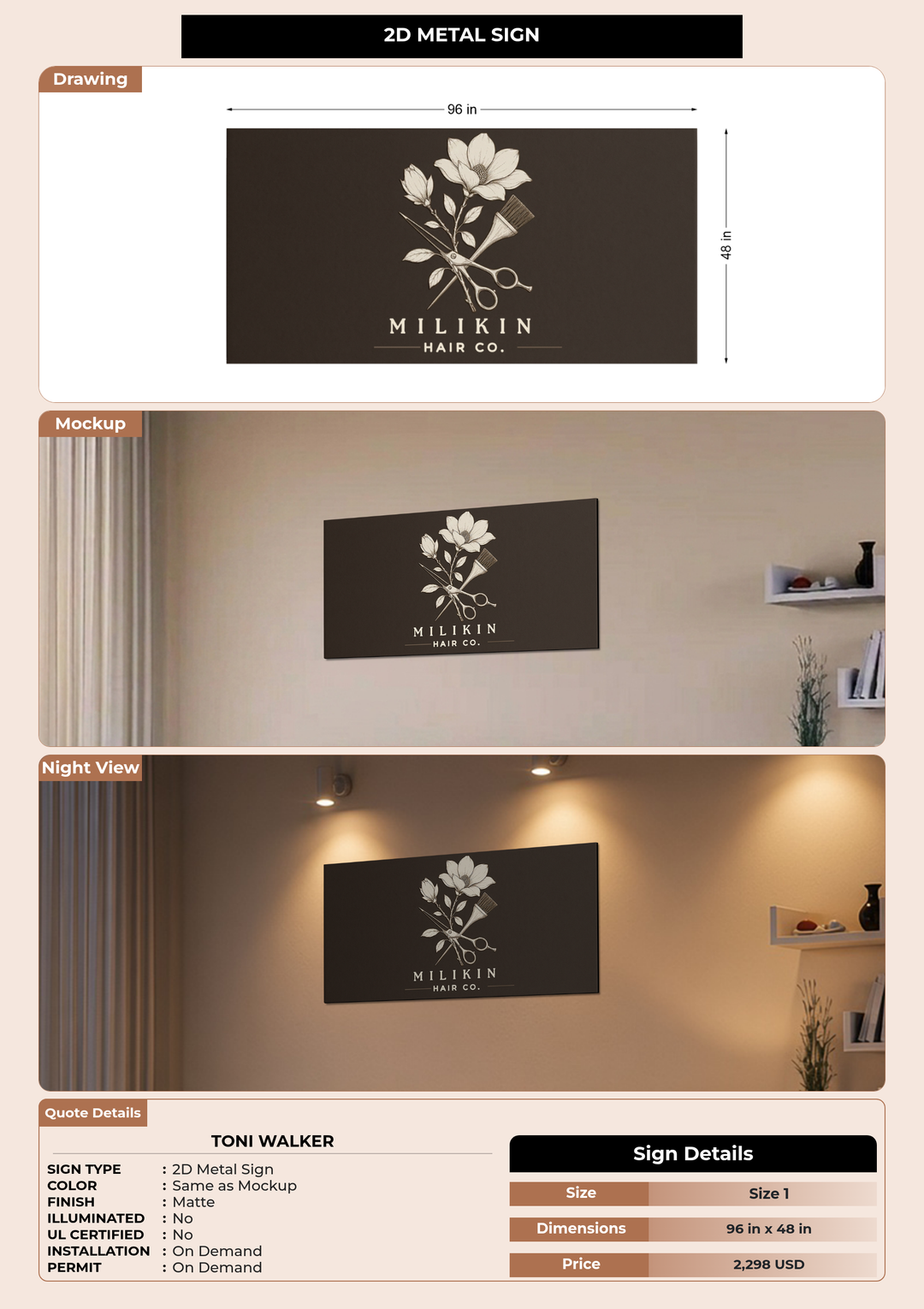 CUSTOM MOCKUP SIGN FOR Toni walker