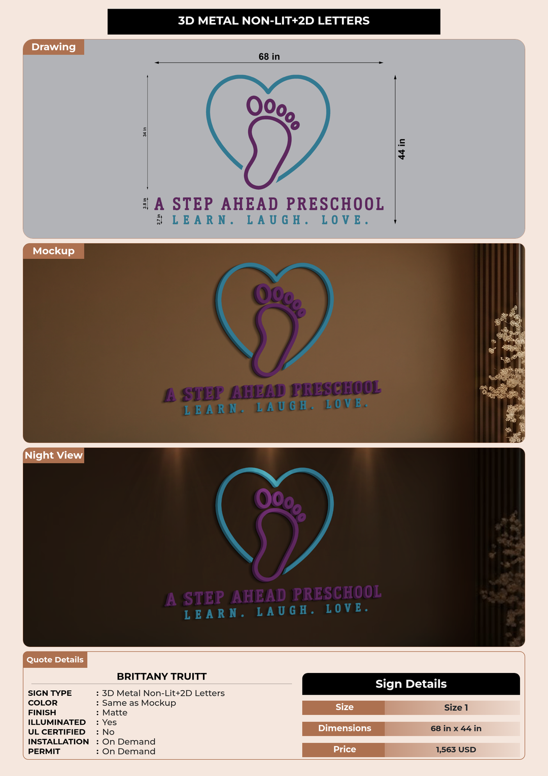 CUSTOM MOCKUP SIGN FOR Brittany Truitt