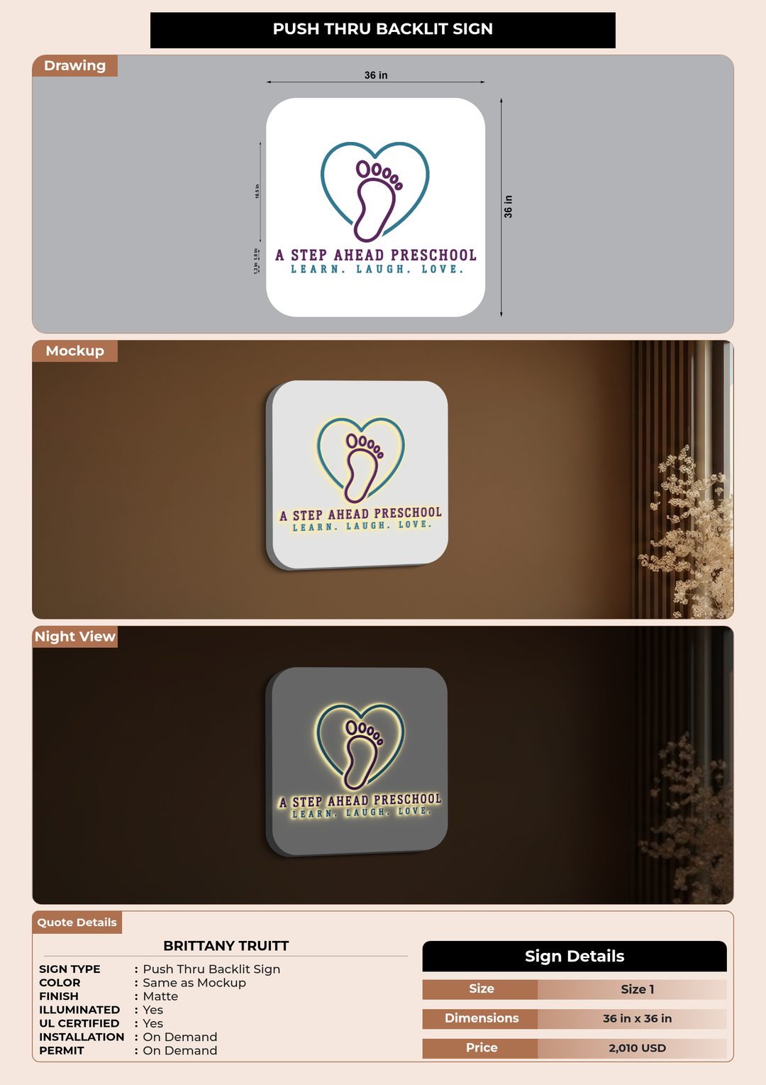 CUSTOM MOCKUP SIGN FOR Brittany Truitt