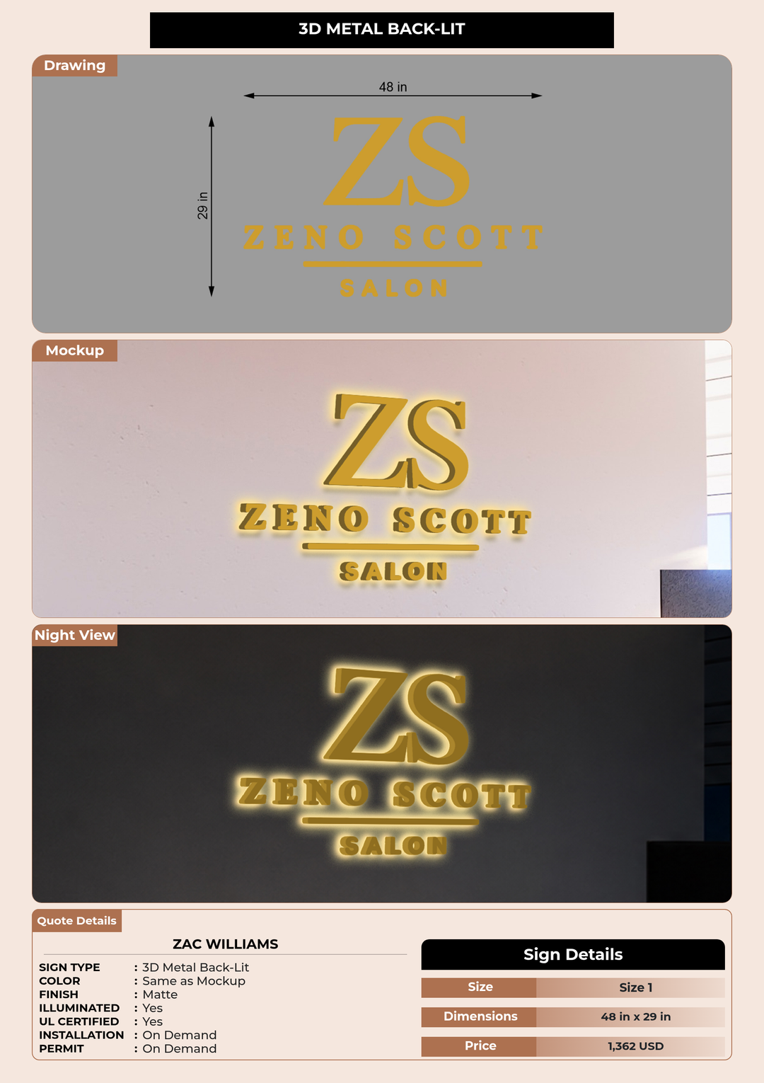 CUSTOM MOCKUP SIGN FOR Zac Williams