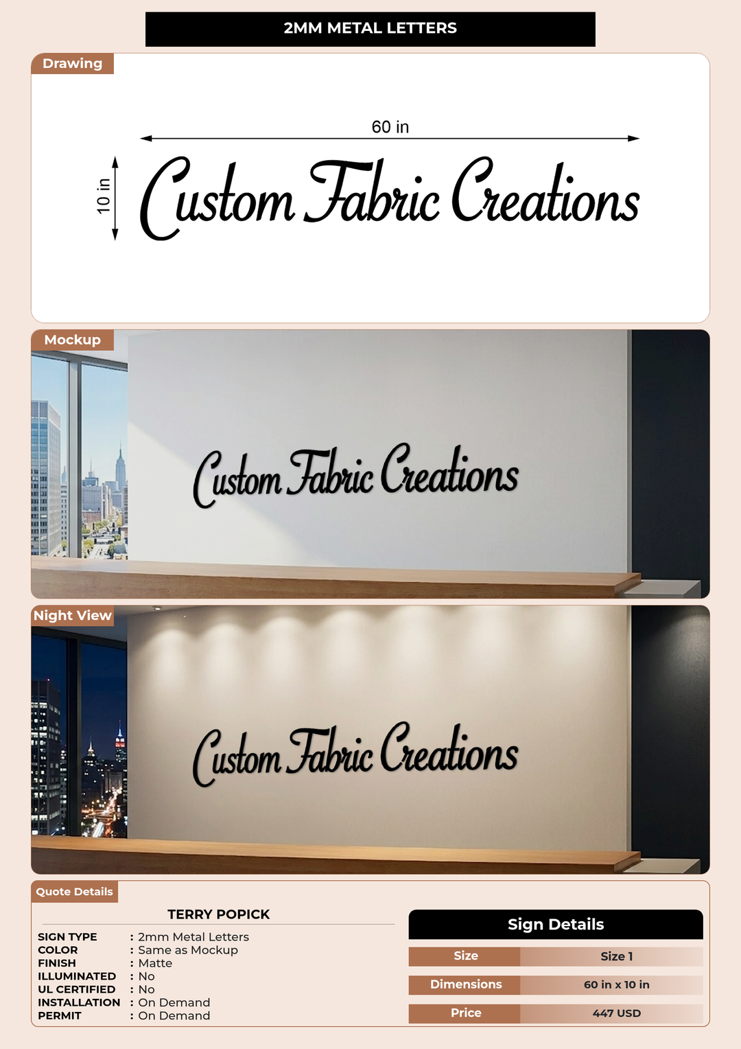 CUSTOM MOCKUP SIGN FOR Terry popick