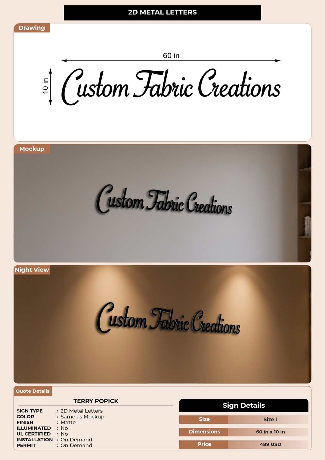 CUSTOM MOCKUP SIGN FOR Terry popick