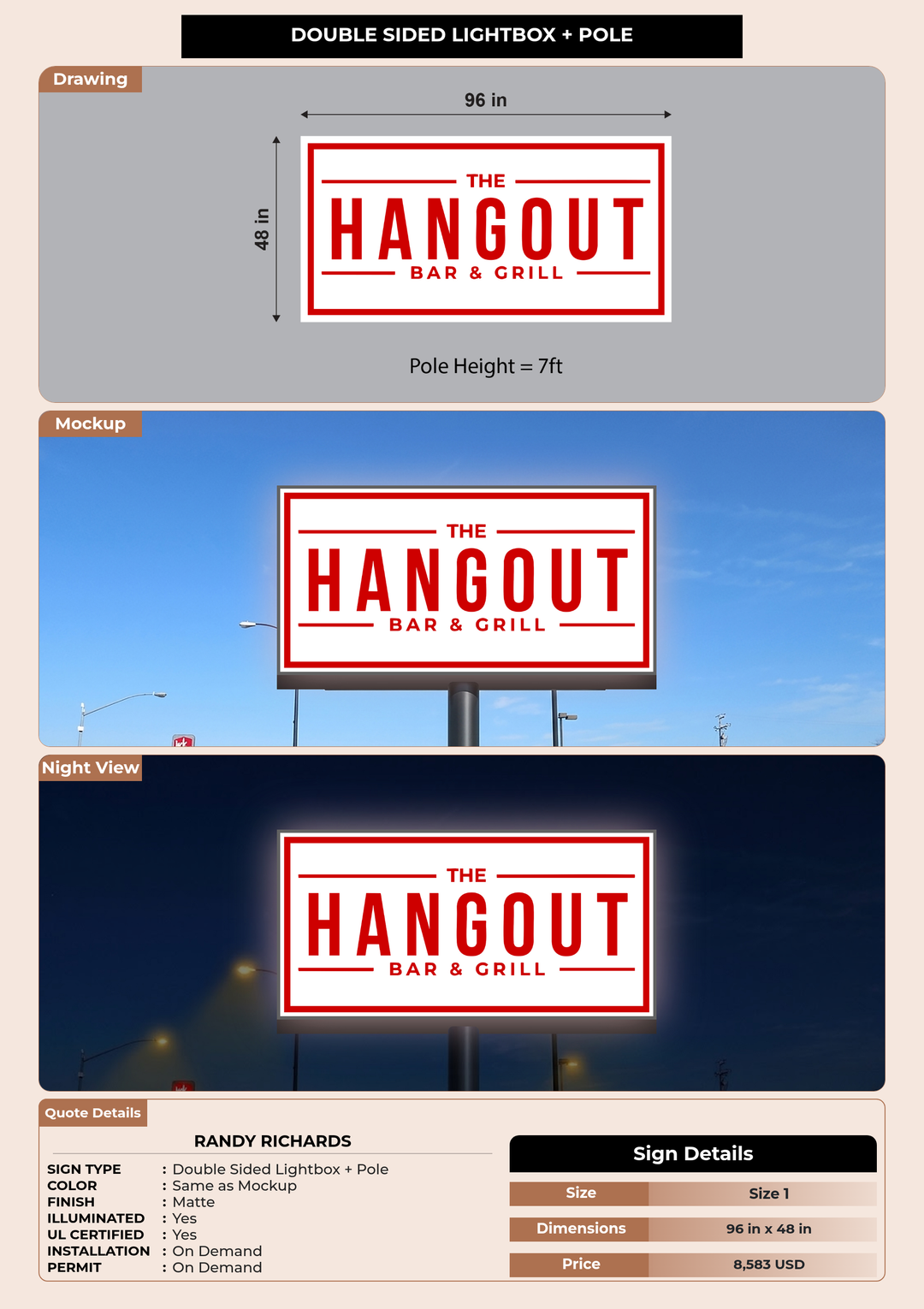 CUSTOM MOCKUP SIGN FOR Randy Richards