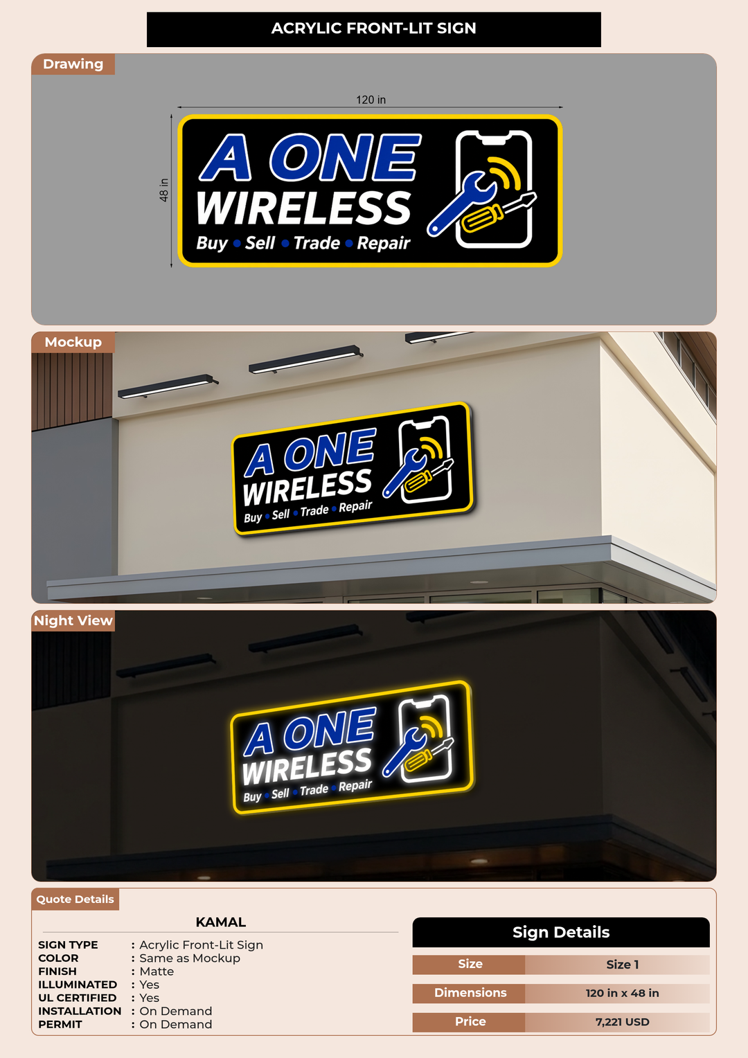 CUSTOM MOCKUP SIGN FOR Kamal