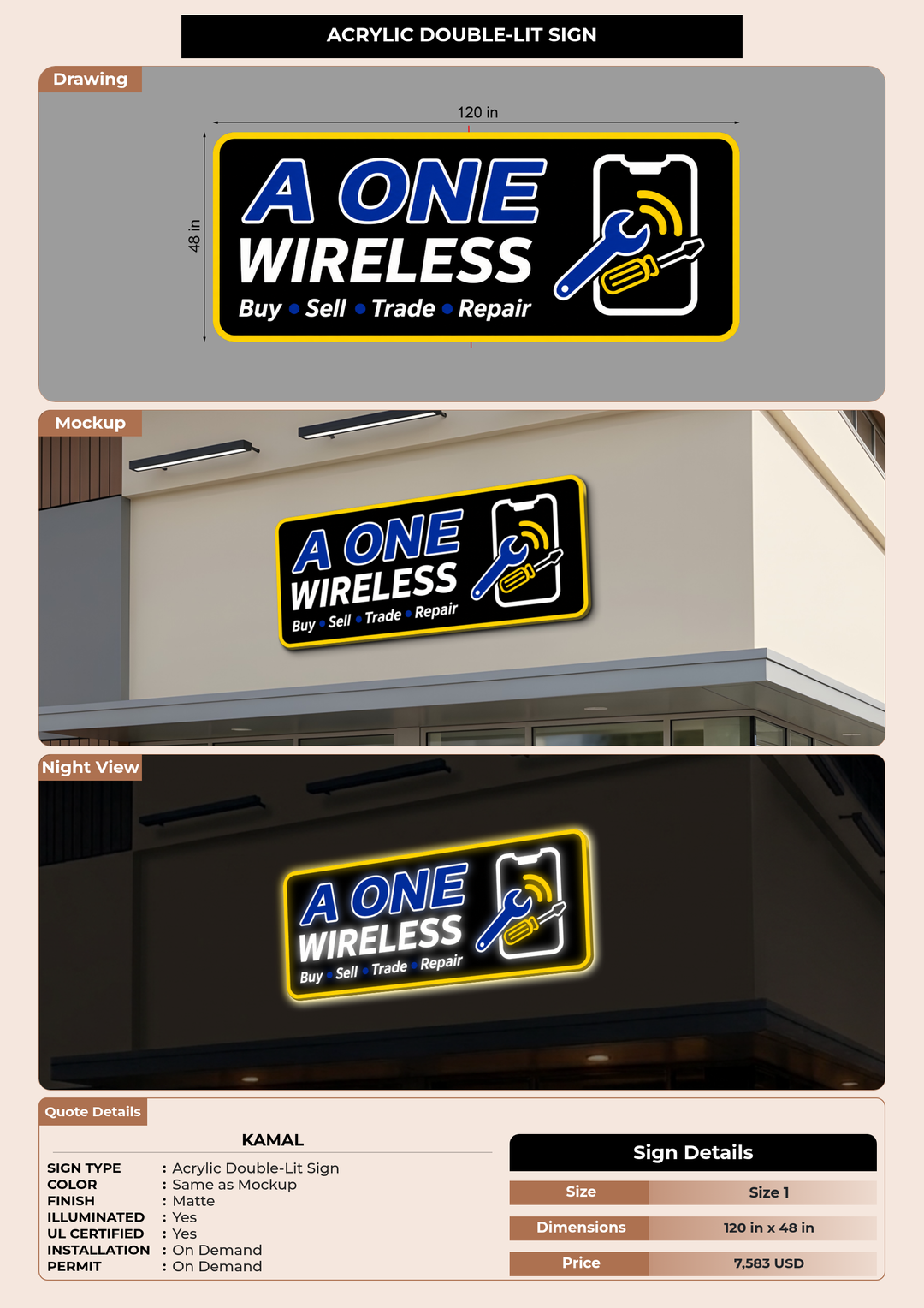 CUSTOM MOCKUP SIGN FOR Kamal