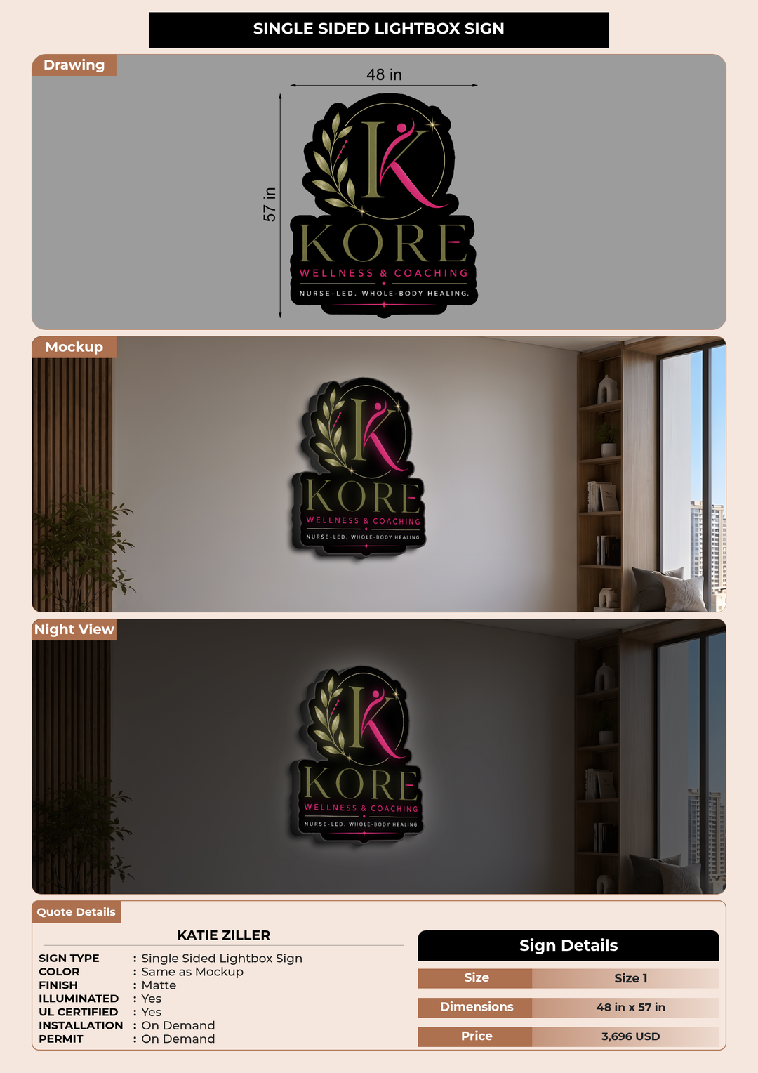 CUSTOM MOCKUP SIGN FOR Katie Ziller