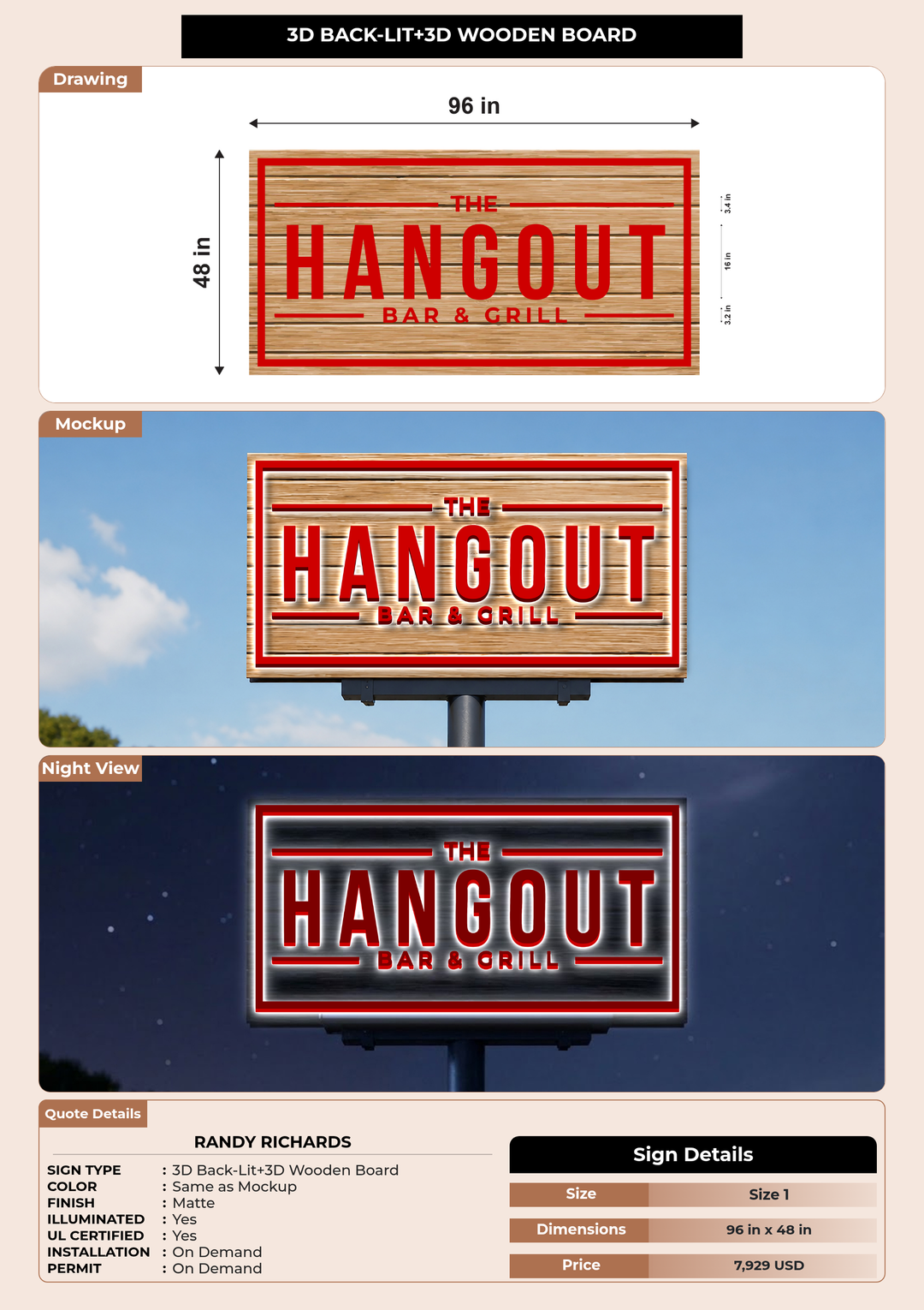 CUSTOM MOCKUP SIGN FOR Randy Richards