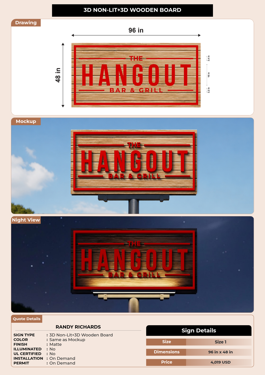 CUSTOM MOCKUP SIGN FOR Randy Richards