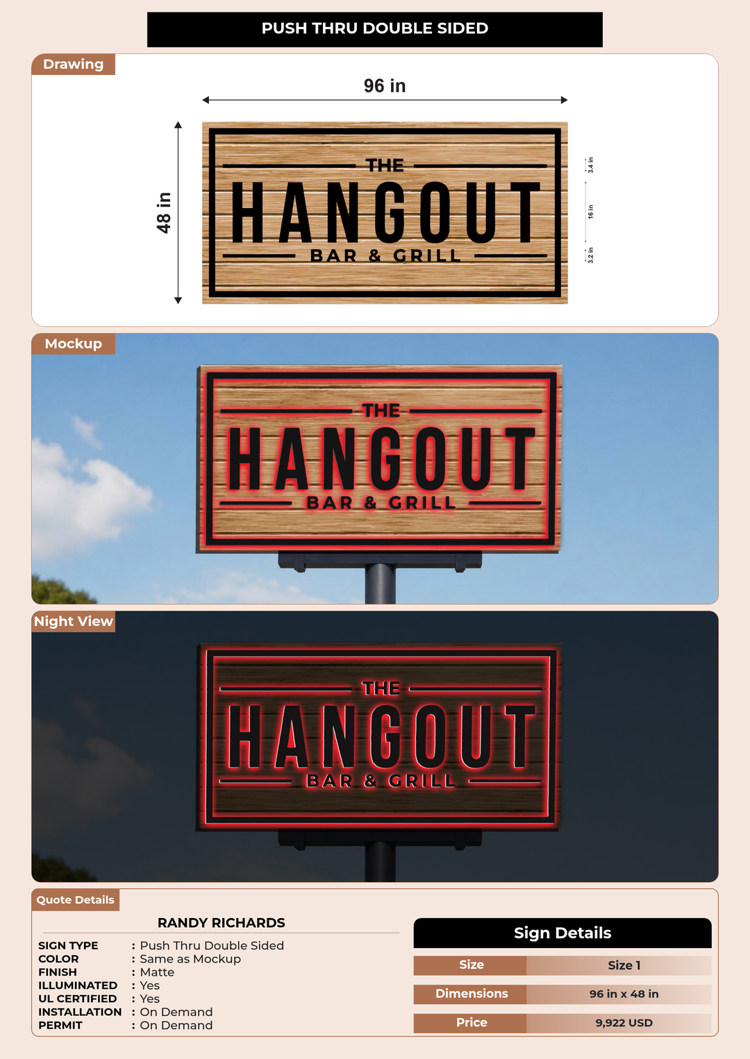 CUSTOM MOCKUP SIGN FOR Randy Richards