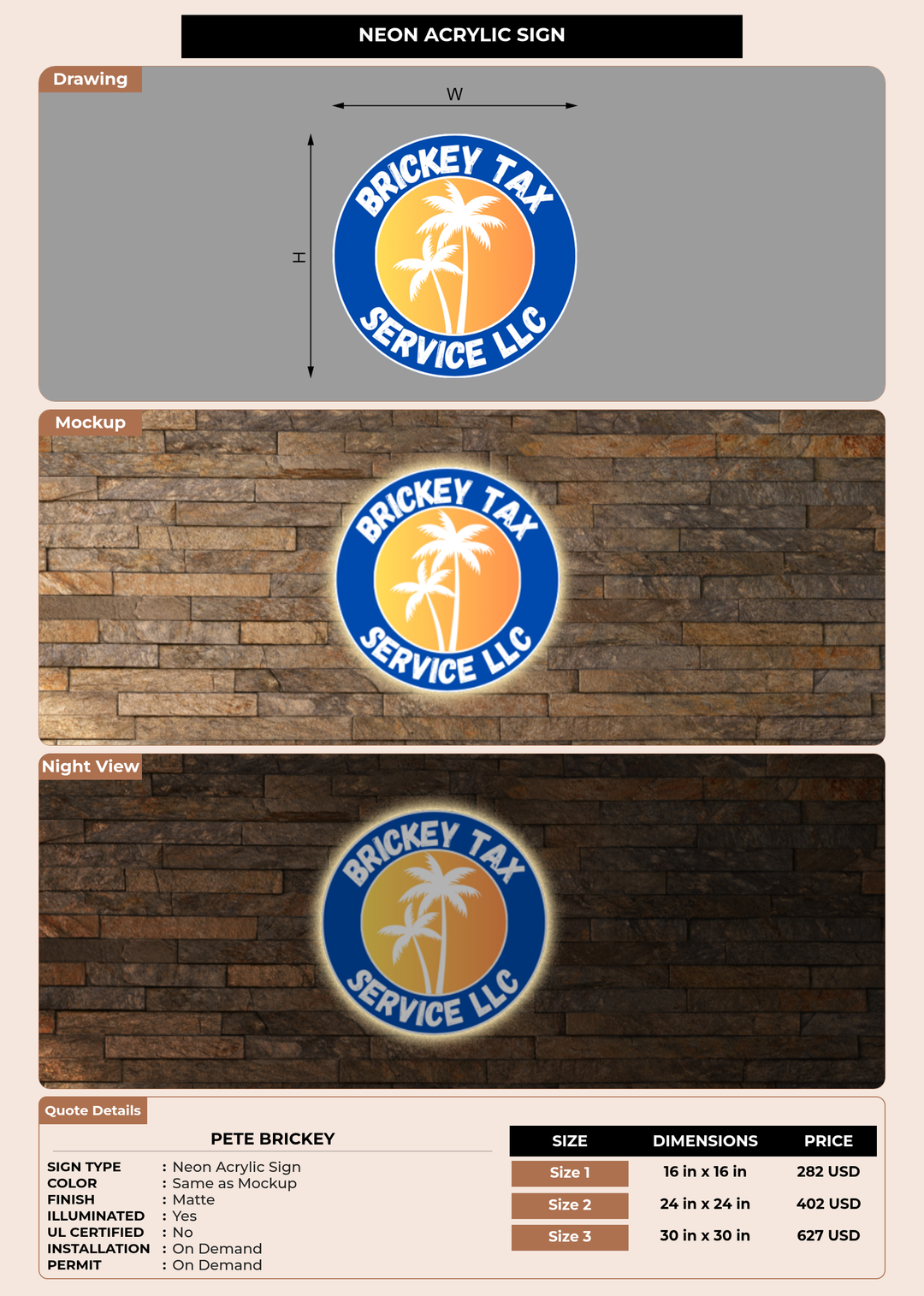 CUSTOM MOCKUP SIGN FOR Pete Brickey