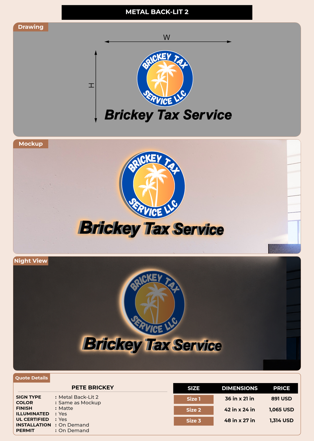 CUSTOM MOCKUP SIGN FOR Pete Brickey