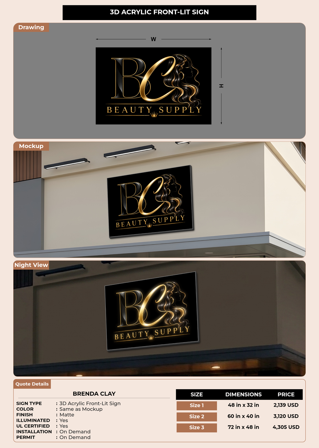 CUSTOM MOCKUP SIGN FOR Brenda Clay