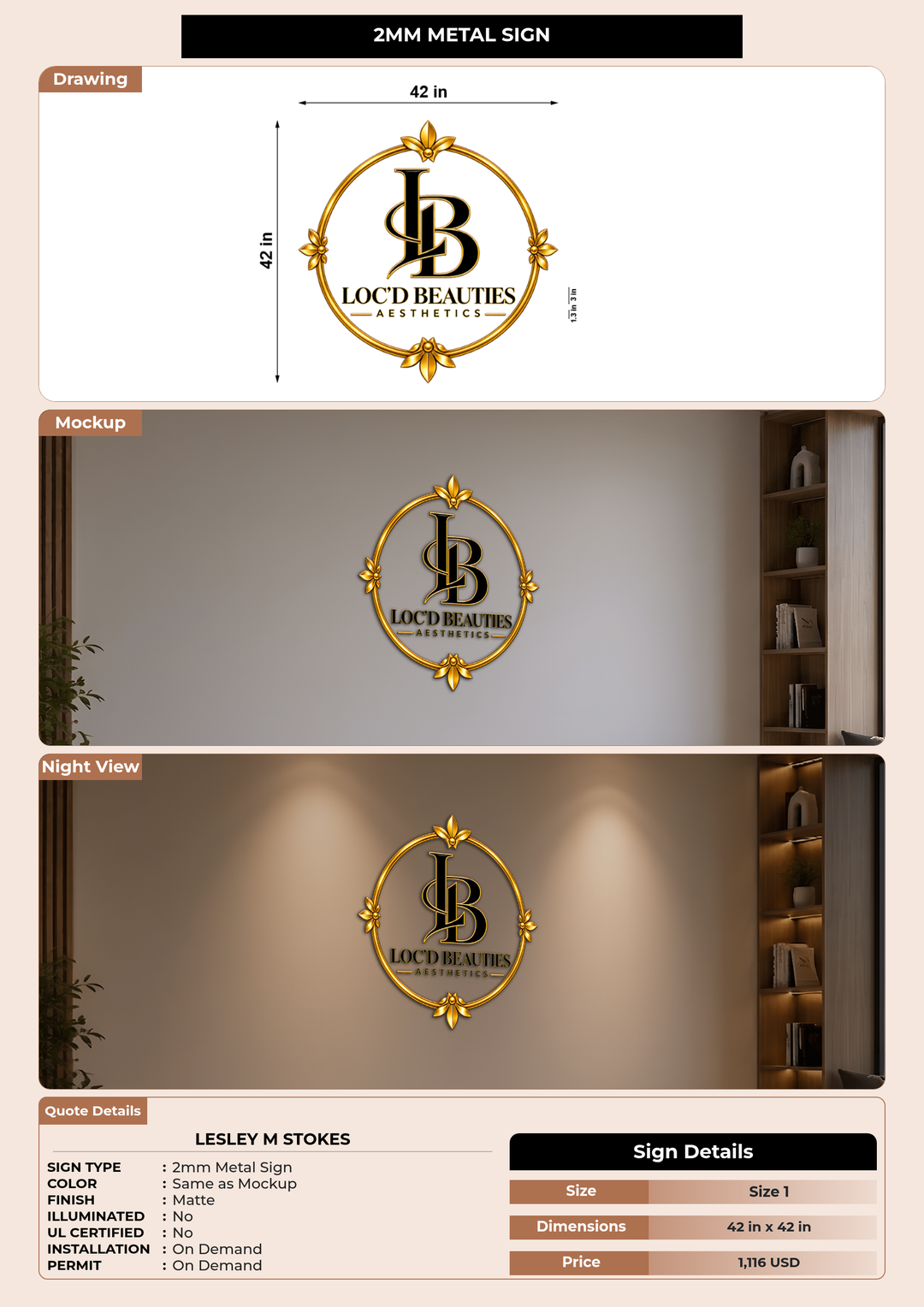 CUSTOM MOCKUP SIGN FOR Lesley M Stokes