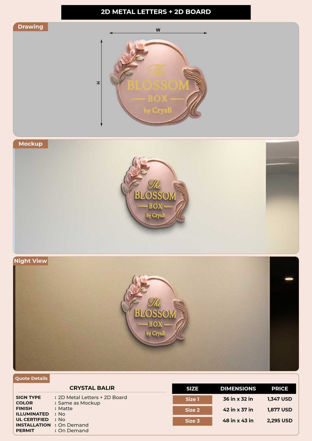 CUSTOM MOCKUP SIGN FOR Crystal Balir