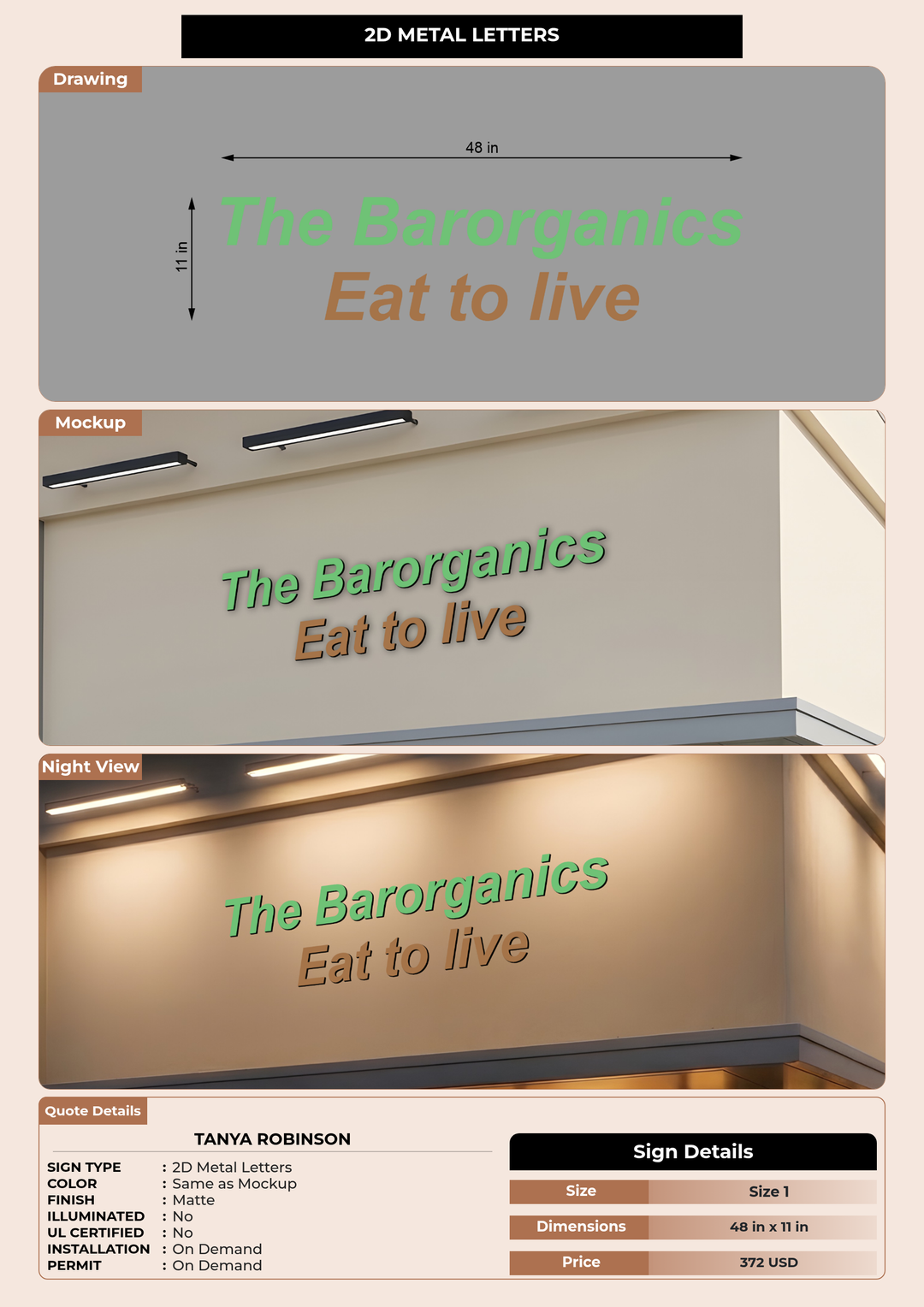 CUSTOM MOCKUP SIGN FOR Tanya Robinson