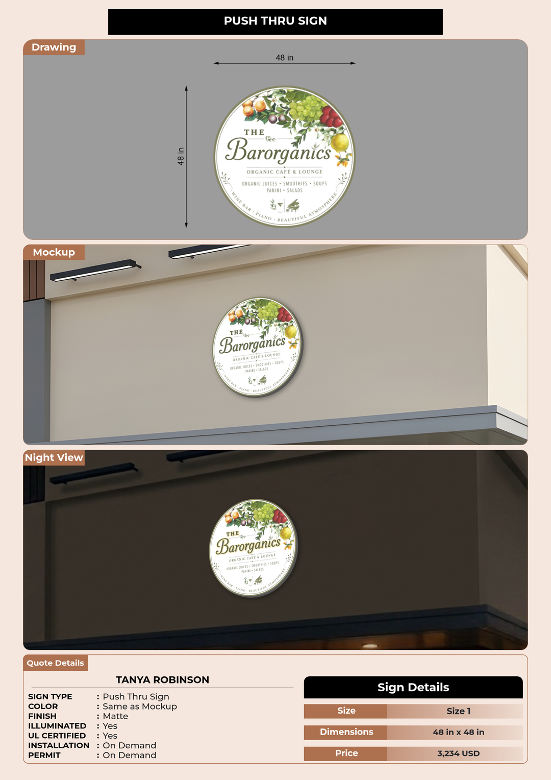 CUSTOM MOCKUP SIGN FOR Tanya Robinson
