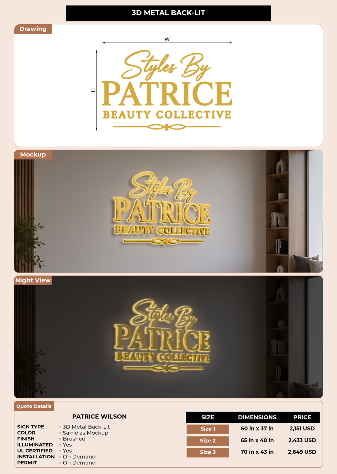 CUSTOM MOCKUP SIGN FOR Patrice Wilson